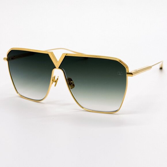 NEW VALENTINO SUNGLASSES UNISEX GOLD/GREEN V-GOLDSHIELD VLS-137C EYEWEAR main image 9